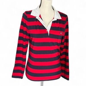 Y2K Rare long sleeve striped Polo jeans co Ralph Lauren L red and blue